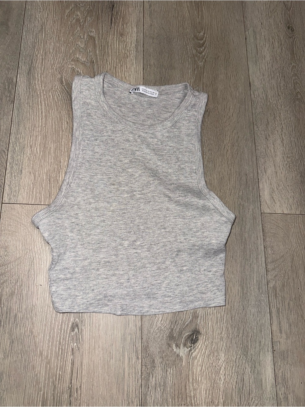 Minimalist Zara Gray Ribbed Crop Tank